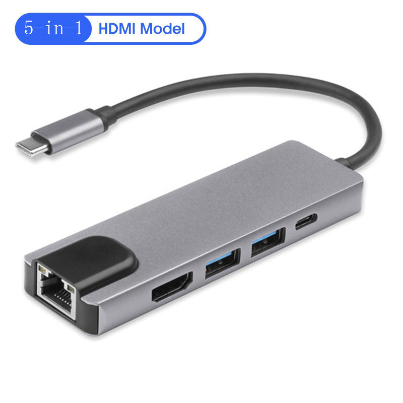 Station d'extension USB pour carte réseau 5-en-1 Type-c vers HDMI
