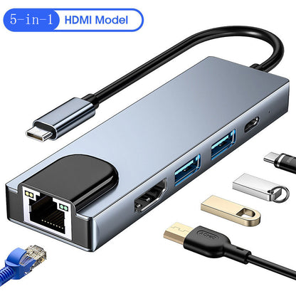 Station d'extension USB pour carte réseau 5-en-1 Type-c vers HDMI